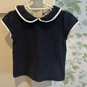 Jacadi navy short sleeve Peter Pan collar shirt
